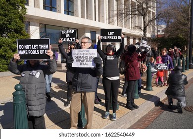 Washington, DC – January 21, 2020: Storm The Senate Protesters At The Hart Senate Building During The First Day Of Senate Hearings In The Trump Impeachment Trial.