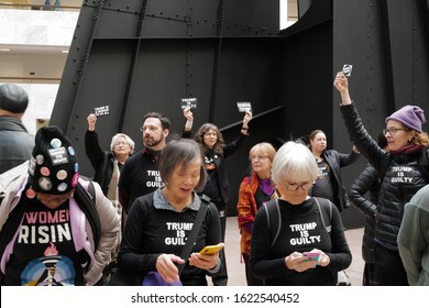 Washington, DC – January 21, 2020: Storm The Senate Protesters At The Hart Senate Building During The First Day Of Senate Hearings In The Trump Impeachment Trial.