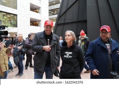 Washington, DC – January 21, 2020: Storm The Senate Protesters At The Hart Senate Building During The First Day Of Senate Hearings In The Trump Impeachment Trial.