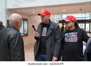 Washington, DC – January 21, 2020: Storm The Senate Protesters At The Hart Senate Building During The First Day Of Senate Hearings In The Trump Impeachment Trial.