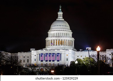 WASHINGTON DC - JANUARY 21:Capitol  Seen On Night Of Inauguration 44th President Of USA Barack Obama On January 21 2013 Capitol Is Meeting Place Of The US Congress Capitol Construction Started In 1793