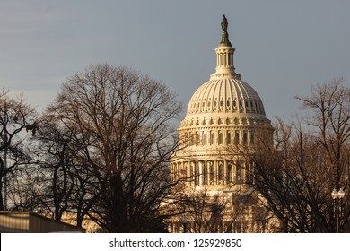 WASHINGTON DC - JANUARY 21:Capitol  Seen On At Day Of Inauguration 44th President Of US Barack Obama On January 21 2013 Capitol Is Meeting Place Of The US Congress Capitol Construction Started In 1793