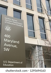 WASHINGTON, DC - JANUARY 26, 2019: US DEPARTMENT OF EDUCATION Headquarters Building Sign.