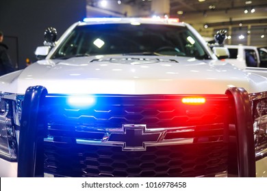 Washington, DC - January 28, 2018: A Brand New Chevrolet Police Car On Display For The Public At The Walter E. Washington Convention Center.