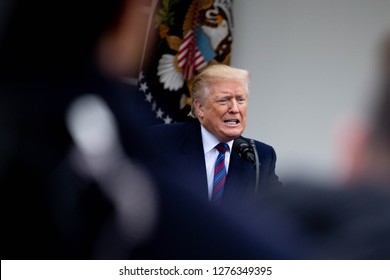 Washington, D.C., January 4 2019: President Donald Trump, speaks to the media in the Rose Garden at the White House after meeting with Democrats to discuss the ongoing partial government shutdown.