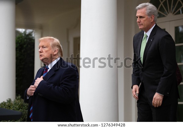 Washington, D.C., January 4 2019: President Donald Trump enters the Rose Garden at the White House after meeting with Democratic leadership to discuss the ongoing partial government shutdown.