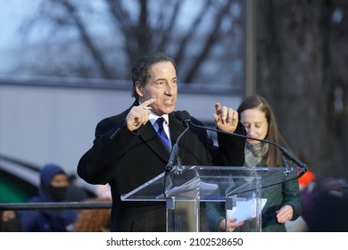 Washington, DC – January 6, 2022: Rep. Jamie Raskin (D-MD) At The Save Our Democracy Rally Warns About The The Insurrectionist Whom Must Be Guarded Against To Maintain Our Freedoms. 