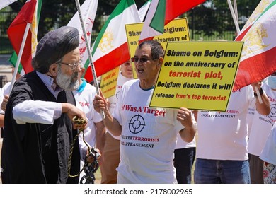 Washington, DC – July 11, 2022: Protesters Objecting To The Exchange Of Convicted Iranian Terrorist, Asadollah Asadi By The Belgian Government Demonstrate At The White House.