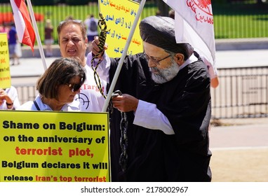 Washington, DC – July 11, 2022: Protesters Objecting To The Exchange Of Convicted Iranian Terrorist, Asadollah Asadi By The Belgian Government Demonstrate At The White House.