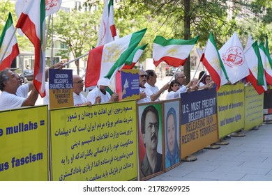 Washington, DC – July 11, 2022: Protesters Objecting To The Exchange Of Convicted Iranian Terrorist, Asadollah Asadi Demonstrate At The Belgian Embassy.