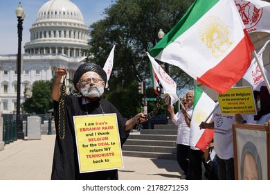 Washington, DC – July 11, 2022: Protesters Objecting To The Exchange Of Convicted Iranian Terrorist, Asadollah Asadi Demonstrate At The Belgian Embassy