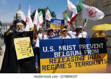 Washington, DC – July 13, 2022: Protesters Objecting To The Exchange Of Convicted Iranian Terrorist, Asadollah Asadi
By The Belgian Government Demonstrate At The Cannon House Office Building.
