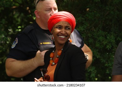 WASHINGTON, DC - July 19, 2022. U.S. Rep. Ilhan Omar (D-Minn.) Participates In An Abortion Protest Near The U.S. Capitol.