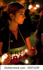 WASHINGTON, DC - JULY 2: Activists hold a candle light vigil at Washington, DC's Dupont Circle park on July 2, 2009 to protest the outcome of Iranian elections in which Mahmoud Ahmadinejad claimed victory.