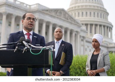 Washington, DC – July 21, 2021: 
CAIR Executive Director, Nihad Awad addresses the subject of Islamophobia at a press conference on Capitol Hill.