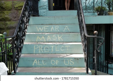 Washington, DC – July 22, 2020: A Message Chalked On The Steps By The Resident Of A Building In The City.