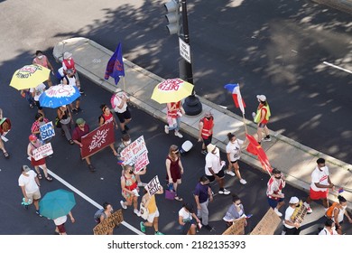 Washington, DC – July 23, 2022: A Small Group Of Protesters Marched From Dupont Circle To The Philippine Embassy Protesting For The Prosecution Of Duterte And The Removal Of Bongbong Marcos.