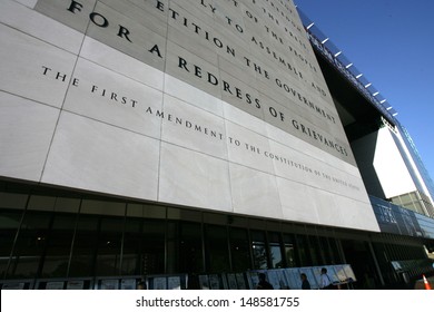 WASHINGTON, D.C. - JULY 29: An exterior view of the Newseum is shown on July 29, 2013 in Washington. The museum is dedicated to news and journalism, worldwide.