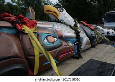 Washington, DC – July 30, 2021: A Totem Pole Carved By NW Coast Indian Artists Arrived In Washington After A Cross Country Trip Of Visiting Imperiled And Threatened Indigenous Lands.