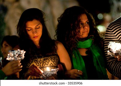 WASHINGTON, DC - JULY 9: A candle light vigil honors Iranians killed in election protests, and marks the 10th anniversary of the Tehran student uprising known as 18 Tir on July 9, 2009.