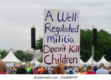 WASHINGTON, DC - June 11, 2022: Advocates for changes to gun laws in the United States gathered for the March for Our Lives in the wake of mass shootings in Buffalo, Uvalde, and elsewhere.