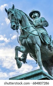 WASHINGTON, DC - JUNE 22, 2017 General John Logan Civil War Memorial Logan Circle Washington DC. Statue Dedicated 1901, Sculptor Richard Hunt. Won Congressional Medal Of Honor At Vicksburg. 