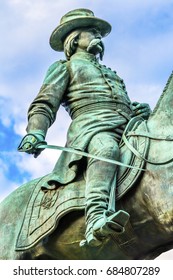 WASHINGTON, DC - JUNE 22, 2017 General John Logan Civil War Memorial Logan Circle Washington DC. Statue Dedicated 1901, Sculptor Richard Hunt. Won Congressional Medal Of Honor At Vicksburg. 