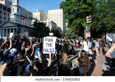 WASHINGTON, DC - JUNE 27, 2020: Peaceful Protestors Outside The White House