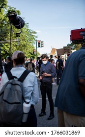 WASHINGTON, DC - JUNE 27, 2020: News Media Broadcasting Outside The White House