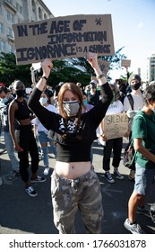 WASHINGTON, DC - JUNE 27, 2020: Peaceful Protestor Outside The White House