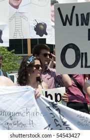 WASHINGTON, DC - June 4: Attractive Young Female Demonstrator Protests BP Oil Spill, June 4, 2010 In Washington, DC