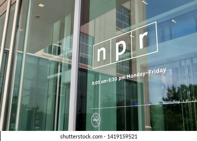 WASHINGTON, DC - JUNE 8, 2019: NPR - NATIONAL PUBLIC RADIO - Sign At Headquarters Building Entrance