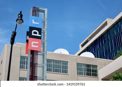 WASHINGTON, DC - JUNE 8, 2019: NPR - NATIONAL PUBLIC RADIO - Sign At Headquarters Building Entrance