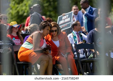 Washington, D.C. - June 8, 2022: Mayor Muriel Bowser (D - Washington, D.C.) Talks With Speaker Of The House Nancy Pelosi (D-CA 12) At A Gun Reform Protest.