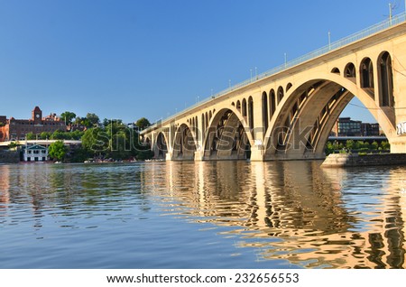 Washington DC - Key Bridge and reflection over Potomac River