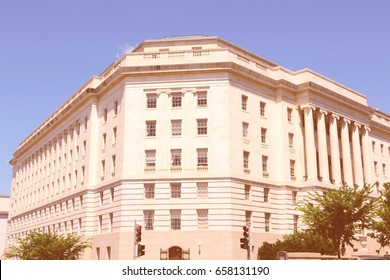 Washington DC. Longworth House Office Building Used By House Of Representatives. Retro Filtered Colors Tone.