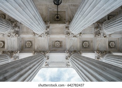 Washington, DC - Low angle view of the columns of the United States Supreme Court. - Shutterstock ID 642782437