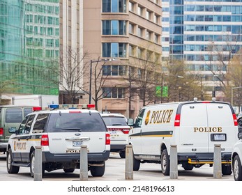 Washington DC, MAR 31 2022 - Close Up Shot Of Many Police Car