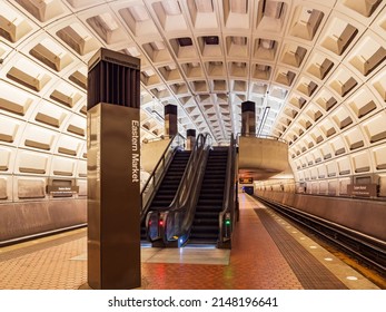 Washington DC, MAR 31 2022 - Interior View Of The Eastern Market Metro Station