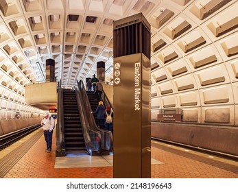 Washington DC, MAR 31 2022 - Interior View Of The Eastern Market Metro Station