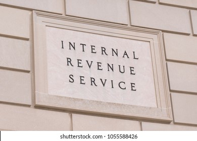 WASHINGTON, DC - MARCH 14, 2018: Internal Revenue Service sign at the IRS Building in Washington, DC