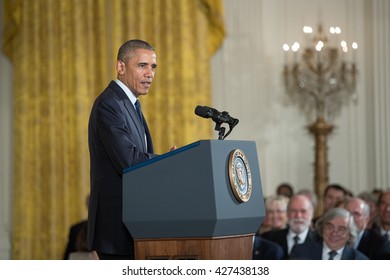 WASHINGTON, D.C. - MAY 19: President Obama awards National Medals of Science and of Technology on May 19, 2016 in Washington, D.C. The ceremony recognized the contributions of top scientists.