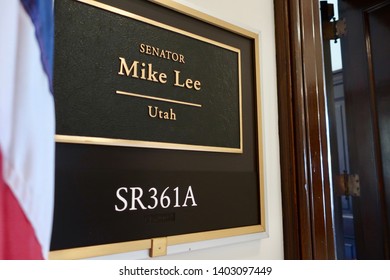 WASHINGTON, DC - MAY 20, 2019: US SENATOR MIKE LEE UTAH - Office Entrance Sign