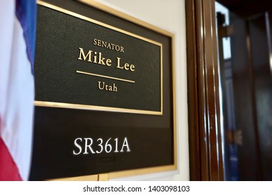 WASHINGTON, DC - MAY 20, 2019: US SENATOR MIKE LEE UTAH - Office Entrance Sign