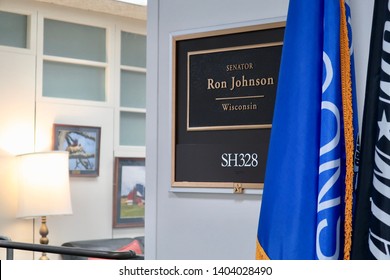 WASHINGTON, DC - MAY 20, 2019: US SENATOR RON JOHNSON WISCONSIN - Sign At Office Entrance