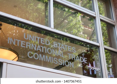 WASHINGTON, DC - MAY 25, 2019: UNITED STATES INTERNATIONAL TRADE COMMISSION - Sign At Headquarters Building Entrance