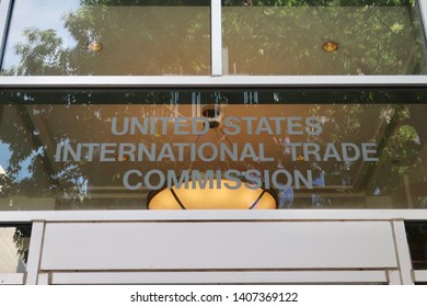 WASHINGTON, DC - MAY 25, 2019: UNITED STATES INTERNATIONAL TRADE COMMISSION USITC- Sign At Headquarters Building Entrance