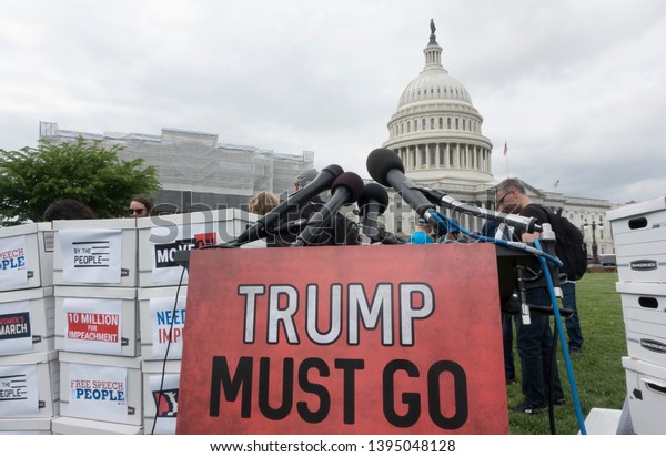 WASHINGTON, DC - MAY 9. 2019:  Supporters at
press conference where petition of 10 million signatures  calling
for the House to begin impeachment proceedings against President
Trump was
presented.