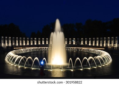 Washington DC - National WWII Memorial At Night
