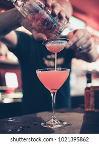 Washington, DC - November 27, 2017: A Bartender Prepares A Drink At A Bar Downtown Washington, D.C.